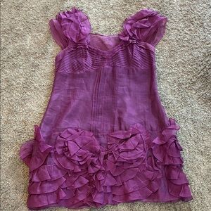Karen Millen size 12 Purple Ruffled Dress *flaws*
